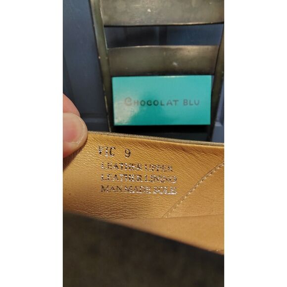 Chocolat Blu Women's Leather Gray Vic Mini Wedge Shoes Size 9 - Picture 3 of 9